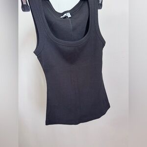 & Other Stories Ribbed Sleeveless Black Cotton Top in XS
